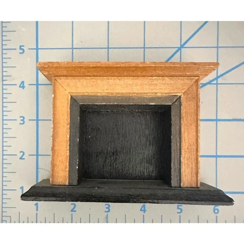 Vintage Miniature Wooden Dollhouse Fireplace Metal Tolls & Billow 3 Piece Lot